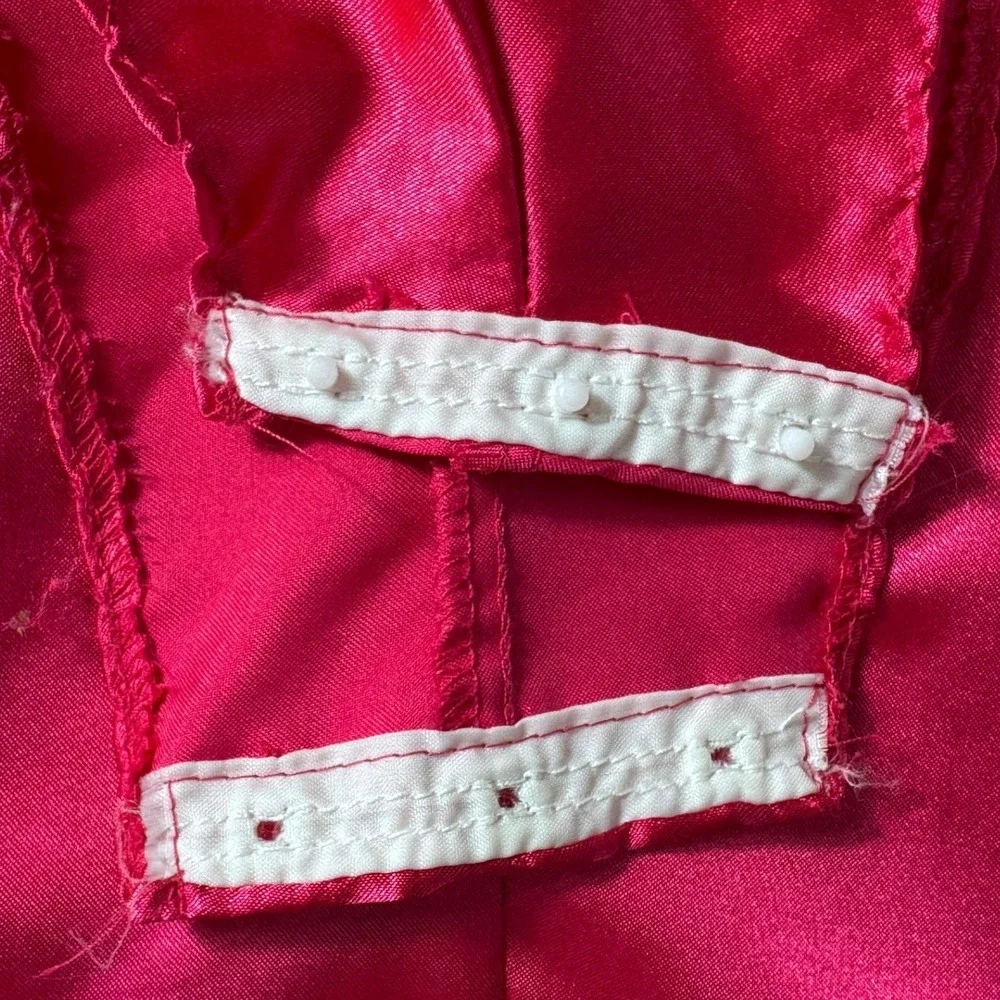Sedu Vintage Hot Pink Satin Teddy Romper Scalloped Trim Snap Gusset USA Small - Picture 5 of 8